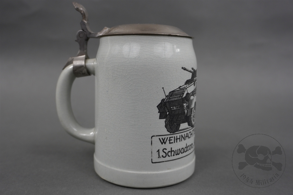 Original German Pre-WWII 1938 Christmas Beer Stein 1. Schwadron