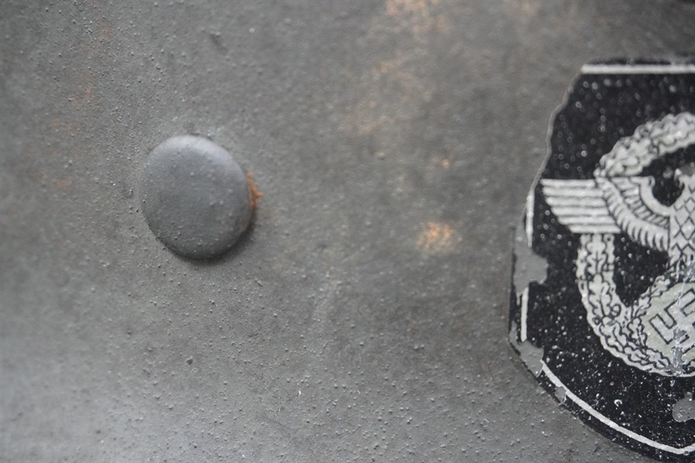 Original German WWII M42 Double Decal Police Helmet EF64