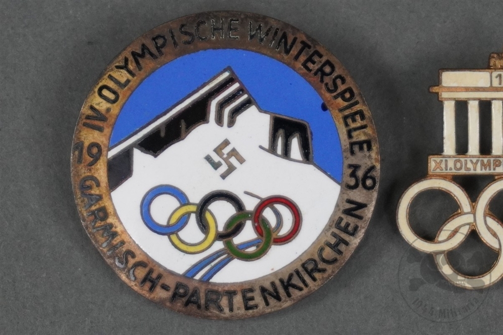 ⊞ドイツ軍＊夏季ベルリンオリンピック/五輪大会記念バッジ（実物） Original German Pre-WWII 1936 Commemorative Olympic Badges (2 pieces)